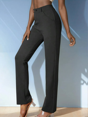 Pantalon noir femme élégant, coupe droite, mode tendance 974 Réunion