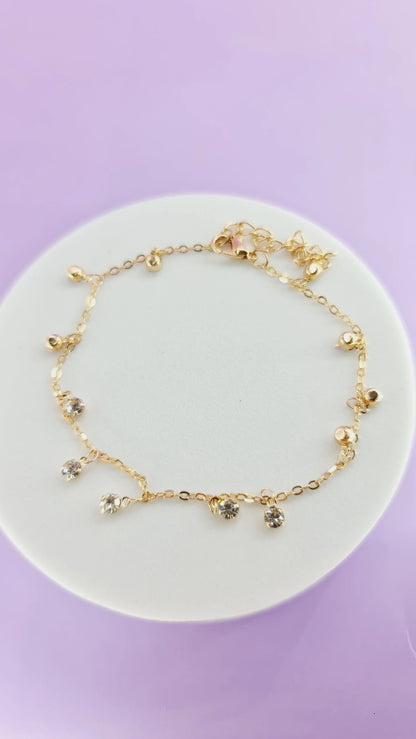 bracelet doré avec pampilles et strass, bijou tendance femme, 974 Réunion